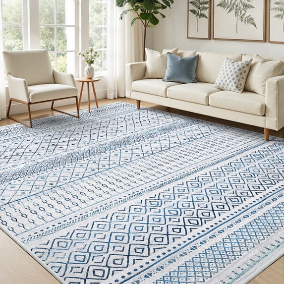 CHITOOMA 5'x7' Area Rugs for Living Room, Washable Rugs Print Pattern Boho Soft Geometric Bohemian Carpet Indoor Rug for Bedroom Dining Room Office Nonslip Foldable Rug