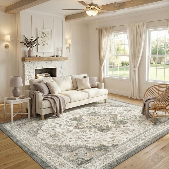 CHITOOMA 5'x7' Area Rugs for Living Room, Soft Vintage Rugs for Bedroom Office Machine Washable Rugs for Dining Room Distressed Non-Slip Carpet