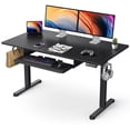 thumbnail image 1 of 55" x 28" Electric Standing Desk with Keyboard Tray, Height Adjustable Sit Stand up Desk with Headphone Hook & 4 Height Memory Pre-Set for Home Office, Black, 1 of 11