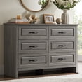 thumbnail image 1 of CHITOOMA 6 Drawer Double Dresser, 47.2" Adult Wood Storage Side Cabinet Chest of Drawer for Bedroom Living Room Hallway, Gray, 1 of 8