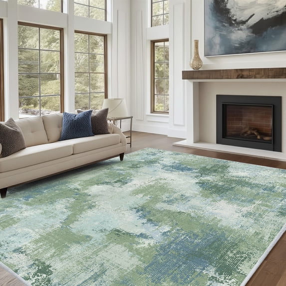 CHITOOMA 6'x9' Area Rugs for Living Room, Machine Washable Abstract Distressed Rugs Indoor Neutral Carpet Rugs for Bedroom Dining Room Office with Non-Slip Backing, Stain Resistant Non-Shed