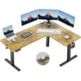 thumbnail image 1 of CHITOOMA 63″ Dual Motor L-Shaped Standing Desk, Built-in Power Outlets, Electric Height Adjustable, Large Power Strip Holder, Sit Stand Up Desk with 3 Preset Heights, Vintage Brown, 1 of 7