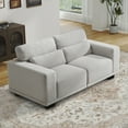 thumbnail image 1 of CHITOOMA 65" Loveseat Sofa for Small Spaces, Upholstered Couch with 2 Pillows and Removable Linen Cover, Deep Seat Sofa with Wide Armrests for Living Room, Bedroom, or Office, Gray, 1 of 16