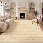 CHITOOMA 8'x10' Area Rugs for Living Room, Washable Rugs Printed Boho Soft Geometric Bohemian Carpet Indoor Rug for Bedroom Dining Room Office Nonslip Foldable 