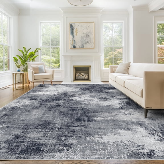 CHITOOMA 8'x10' Area Rugs for Living Room, Machine Washable Abstract Distressed Rugs Indoor Neutral Carpet Rugs for Bedroom Dining Room Office with Non-Slip Backing, Stain Resistant Non-Shed