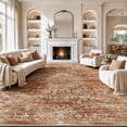 thumbnail image 1 of CHITOOMA 8'x10' Area Rugs, Washable Rugs for Living Room Non-Slip Low Pile Soft Distressed Abstract Rug, Indoor Vintage Neutral Carpet for Bedroom Dining Room Dorm Office, Red, 1 of 12