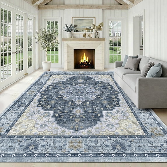 CHITOOMA 8'x10' Area Rugs for Living Room, Boho Machine Washable Floral ...
