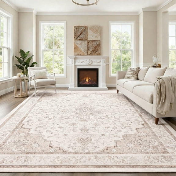 CHITOOMA 8'x10' Area Rugs for Living Room, Soft Vintage Rugs for Bedroom Office Machine Washable Rugs for Dining Room Distressed Non-Slip Carpet