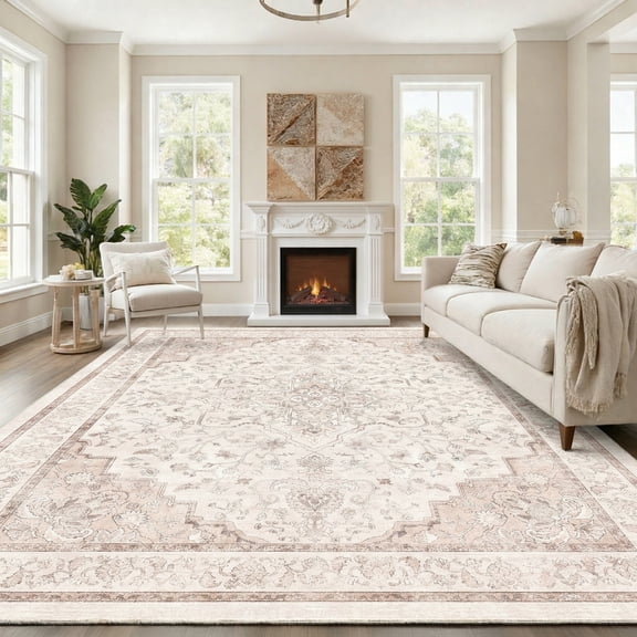 CHITOOMA 8'x10' Area Rugs for Living Room, Soft Vintage Rugs for Bedroom Office Machine Washable Rugs for Dining Room Distressed Non-Slip Carpet
