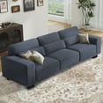 thumbnail image 1 of CHITOOMA 89" 3 Seater Sofa, Upholstered Couch with 3 Pillows and Removable Linen Cover, Deep Seat Sofa with Wide Armrests for Living Room, Bedroom, or Office, Blue, 1 of 16