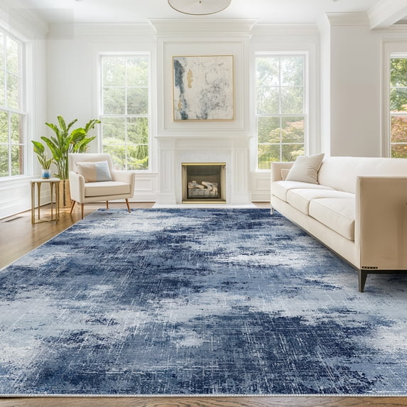 CHITOOMA 9'x12' Area Rugs for Living Room, Machine Washable Abstract Distressed Rugs Indoor Neutral Carpet Rugs for Bedroom Dining Room Office with Non-Slip Backing, Stain Resistant Non-Shed