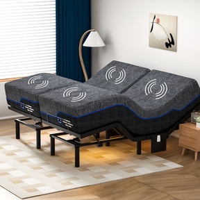 CHITOOMA Split King Electric Adjustable Bed Frame with 14 Inch Gel Memory Foam Mattress, Massage with 4 Modes & 3 Intensities, Wireless Remote, Zero Gravity, Under-Bed Nightlight & Easy Assembly