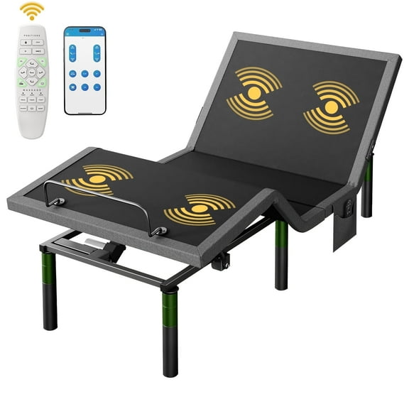CHITOOMA Electric Adjustable Bed Frame Twin XL with Massage (3 Modes & 3 Intensities), Wireless Remote & APP Control, Zero Gravity, 4 USB Ports, Under-Bed Nightlight, 3 Minutes Fast Assembly