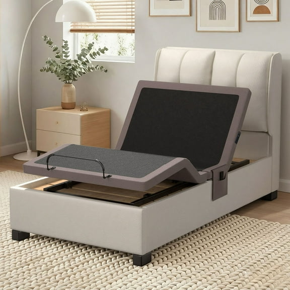 CHITOOMA Electric Adjustable Bed Frame Twin XL, Zero-Clearance with Wireless Remote, Zero Gravity, Individually Tilting Head & Foot, 4 USB Ports, Under-Bed Nightlight