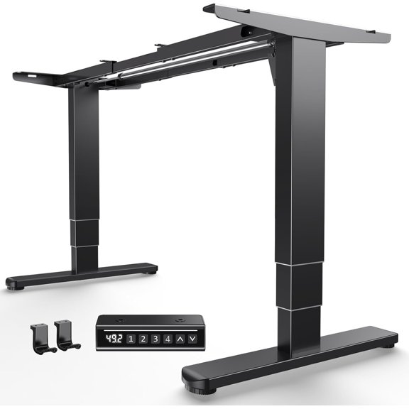 Kyspho Electric Standing Desk Frame with 3-Stage Adjustable Desk Legs, Brushless Motor, and 220 lbs Max Load, Home Office Height-Adjustable Desk Frame for Max 43.31 x 86.61 Desktop, Frame Only