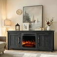 thumbnail image 1 of CHITOOMA Fireplace TV Stand with 2 Barn Doors and Storage Cabinets for TV up to 75 inch, Entertainment Center Console Table, Media Furniture for Living Room, Gray Wash, 1 of 9