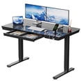 thumbnail image 1 of CHITOOMA Glass Top Electric Standing Desk with Drawer, 48'' x 24'' Electric Height Adjustable Desk with USB Charging Ports, Sit Stand up for Home Office, 1 of 8