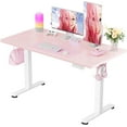 thumbnail image 1 of CHITOOMA Height Adjustable Electric Standing Desk, 48 x 24 Inches Sit Stand up Desk, Memory Computer Home Office Desk with Pink Carbon Fiber Color Table Top Splice Board (Pink), 1 of 8