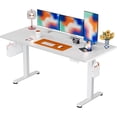 thumbnail image 1 of Kyspho Height Adjustable Electric Standing Desk, 55 x 28 Inches Sit Stand up Desk, Large Memory Computer Home Office Desk with Two-Piece Desktop (White), 1 of 9