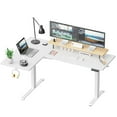 thumbnail image 1 of CHITOOMA L-Shaped Electric Standing Desk with Cable Tray, 63″ x 40″ Dual Motor Height Adjustable Sit to Stand Computer Desk with 3 Preset Heights, 2 Hooks for Home Office, White, 1 of 7