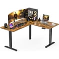 thumbnail image 1 of Kyspho L Shaped Standing Desk, 63"x55" Electric Adjustable Height Sit Stand up Desk, Ergonomic Computer Table, Left & Right Interchangeable Installation, Suitable for Home Office, Vintage Brown, 1 of 6