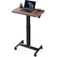 thumbnail image 1 of CHITOOMA Mobile Standing Desk, Wider Height Adjustable Computer Desk, Rolling Sit Stand Desk with 4 Lockable Wheels, Desk for Home Office, Walnut, 1 of 6