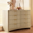 thumbnail image 1 of CHITOOMA Modern 8 Drawer Dresser for Bedroom, Extra Large Fluted Wood Chest with Gold Handles, Wide Storage Organizer Cabinet, Natural, 1 of 8