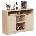 thumbnail image 1 of CHITOOMA Fluted Coffee Bar Cabinet with Wine Glass Rack, Modern Buffet Sideboard with Adjustable Storage Shelves and Doors, Liquor Bar Table for Dining Room or Living Room, Natural, 1 of 8