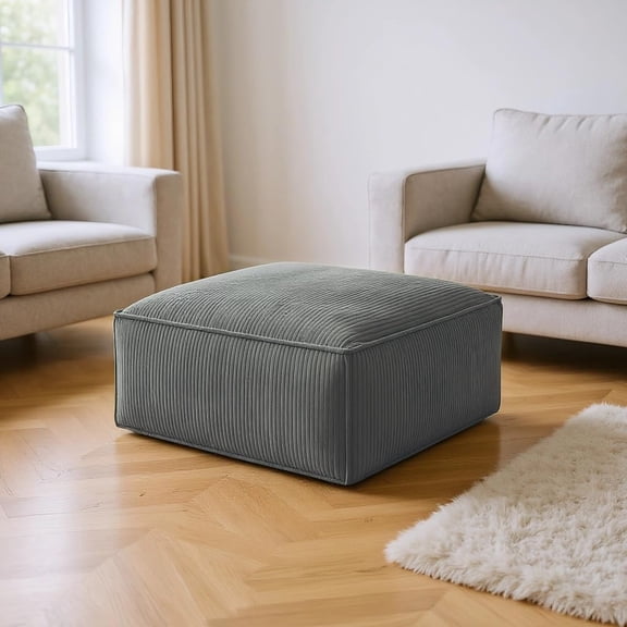 CHITOOMA Modular Sectional Couch, Corduroy Ottoman, Upholstered Cube Square Footstools for Living Room Bedroom, No Assembly Required, Green