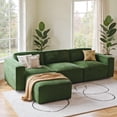 thumbnail image 1 of CHITOOMA Modular Sectional Couch L Shape with Ottoman, 111" Corduroy Cloud Couches with Deep Seats and High-Back Design, 3-Seater Sleep Sofa for Living Room, No Assembly Required, Green, 1 of 9