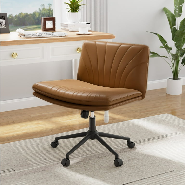 office worker✨ CHITOOMA PU Armless Office Desk Chair, Adjustable Swivel