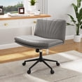 thumbnail image 1 of CHITOOMA PU Armless Office Desk Chair with Wheels,PU Leather Cross Legged Wide Chair,Mid Back Adjustable Swivel Computer Task Chairs Vanity Chair for Home,Office(Gray), 1 of 7