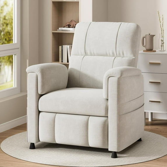 CHITOOMA Power Recliner Chair for Adults, Electric Recliner with Adjustable Backrest & Footrest, Remote Control, Chenille Fabric, High Back, Thick Cushion for Living Room,Bedroom,Home Theater,White