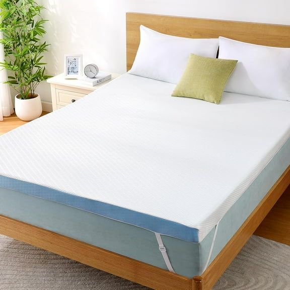CHITOOMA Queen 3-Inch Memory Foam Mattress Topper with Gel Infusion, Breathable Cool Cover, Anti-Slip Base & Elastic Straps, CertiPUR-US Certified for Pain Relief