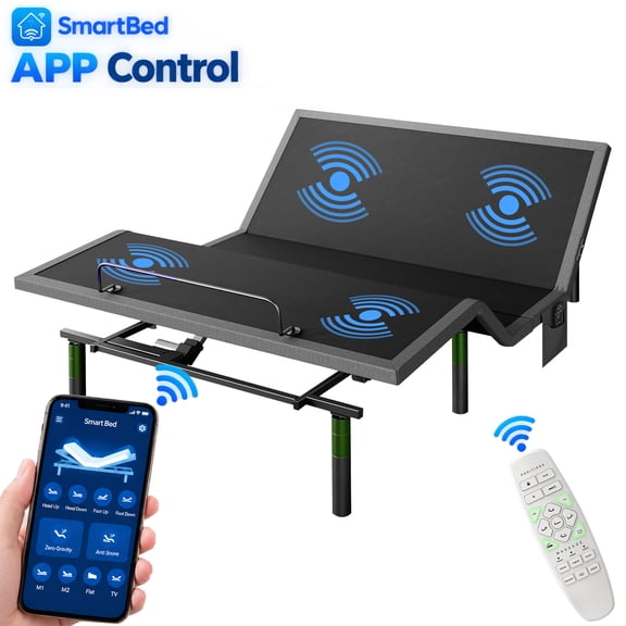 CHITOOMA Queen Electric Adjustable Massage Bed Frame with App Control, Zero Gravity, Wireless Remote, 4 USB Ports, Under-Bed Nightlight, 3-Minute Fast Assembly