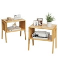 thumbnail image 1 of CHITOOMA Set of 2 Bamboo Nightstand Stackable Sofa Table Bedside Table with Storage Shelf Living Room, Bedroom, Nature, 1 of 8