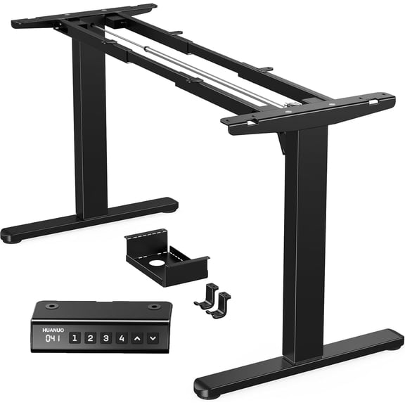 Kyspho Standing Desk Frame with 220lbs Powerful Brushless Motor, Double Crossbeam Structure, Thick Adjustable Desk Legs, for Max 35.4 x 86.6 Desktop, for Home Office, Black Frame Only