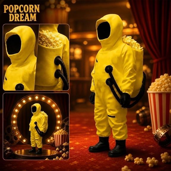 CHIUNL 3D Printed Backrooms Popcorn Bucket Hazmat Figurine - Liminal Space Desk Accessory for Office Decompression - Yellow Creepypasta Collectible for Fans