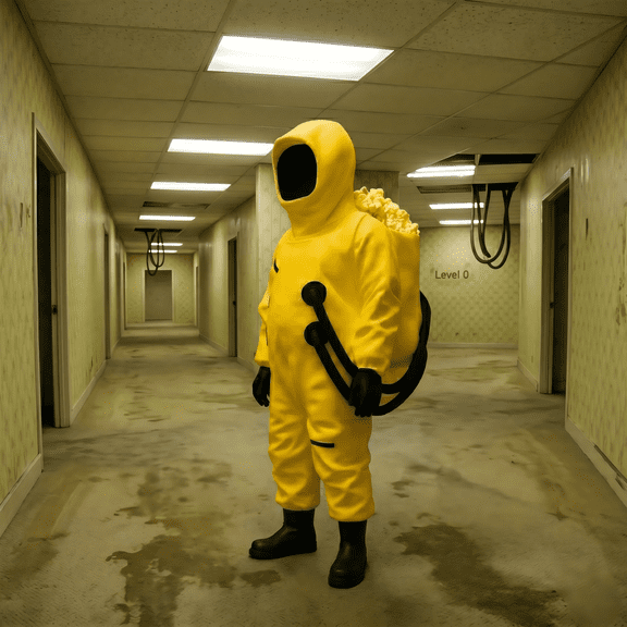 CHIUNL Premium Backrooms Popcorn Bucket Hazmat Statue - 3D Printed Liminal Space Desk Decor - Geek Collectible for Adult Gamer Setups