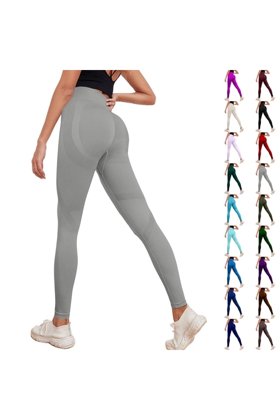 Seamless Butt Lifting Leggings for Women, High Waisted Tummy Control Yoga Pants, Squat Proof 3D Peach Booty Enhancing Workout Tights, Perfect for Gym & Fitness (Gray L)