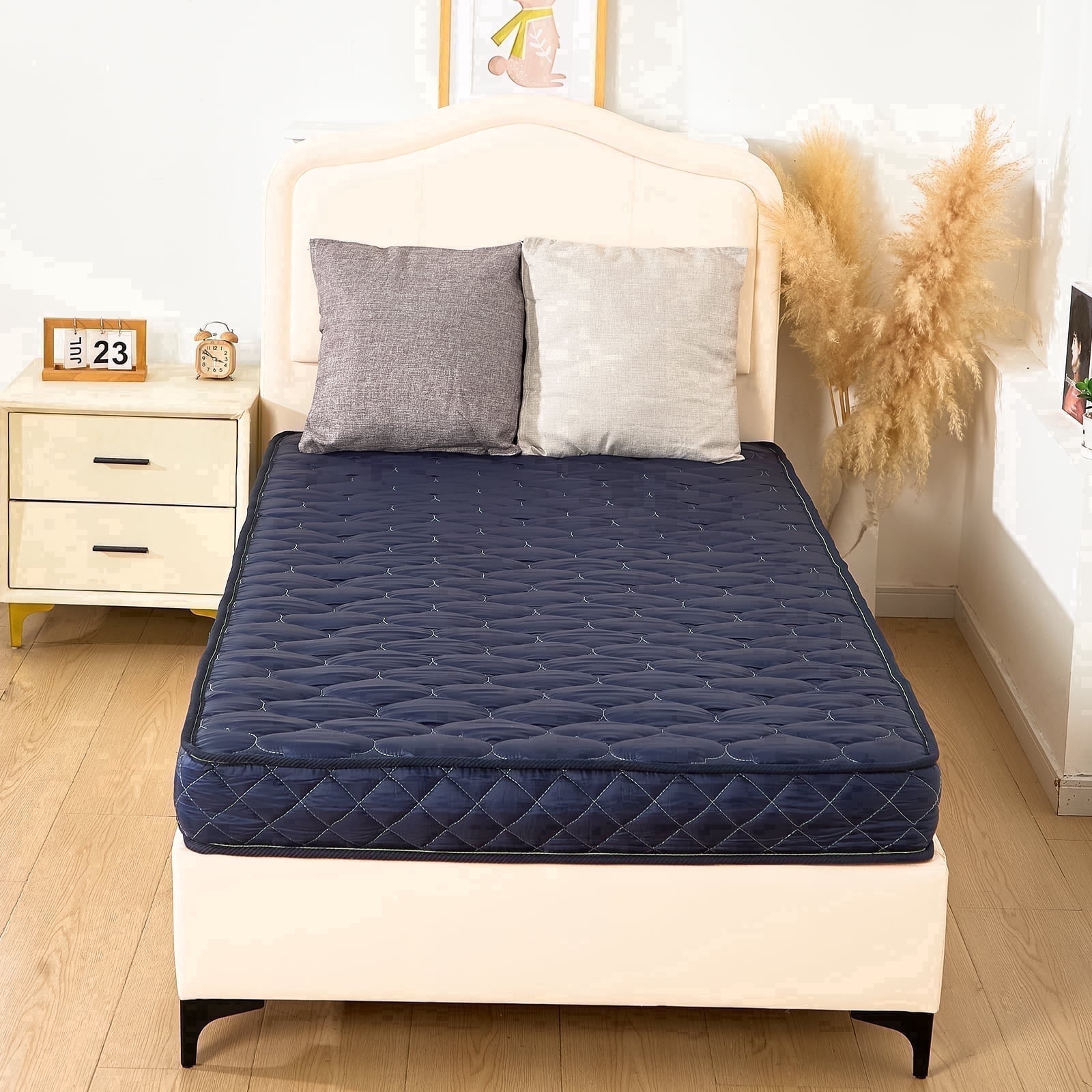 CHIUSNOOZE 6 inch Twin Mattress Water-Resistant High-Density Memory Foam Mattress with Stylish Diamond-Quilted Breathable Fabric, Distributes Weight Evenly, Twin Deluxe, Navy Blue