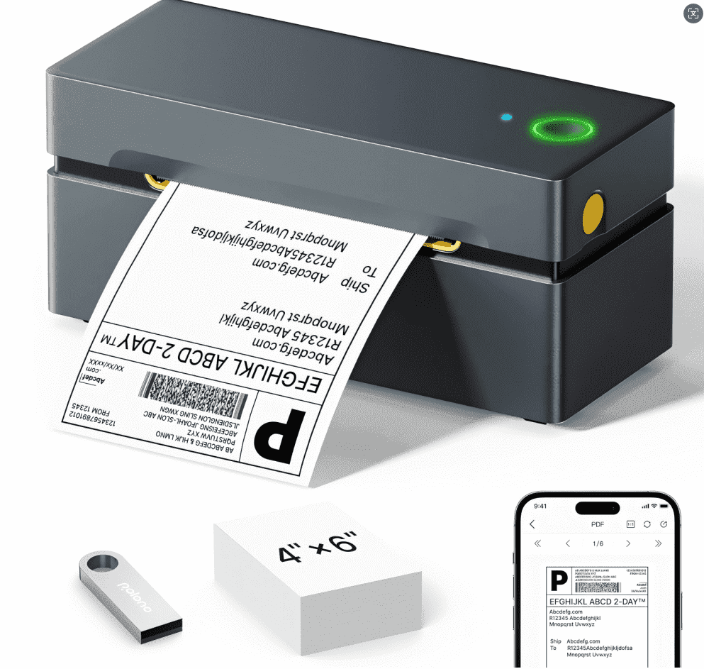 CHIVALZ Bluetooth Thermal Shipping Label Printer, Wireless 4x6 Shipping Label Printer for Small Business, Support iOS, Android, Windows, Mac