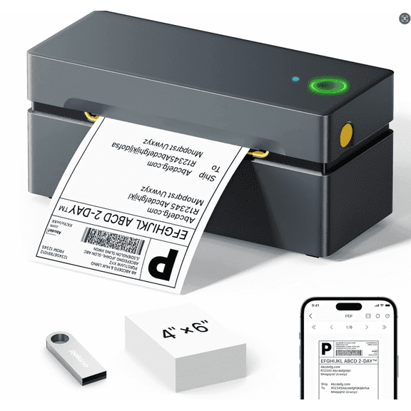 CHIVALZ Bluetooth Thermal Shipping Label Printer, Wireless 4x6 Shipping Label Printer for Small Business, Support iOS, Android, Windows, Mac