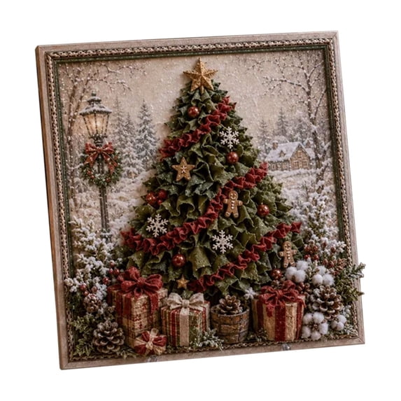 CHJK 3D Christmas Fabric Poke Art Kit, Handmade Fabric Poke Art Kit, Vintage Holiday Handmade Decoration, DIY Christmas Craft Kit for Adults & Beginner,#D