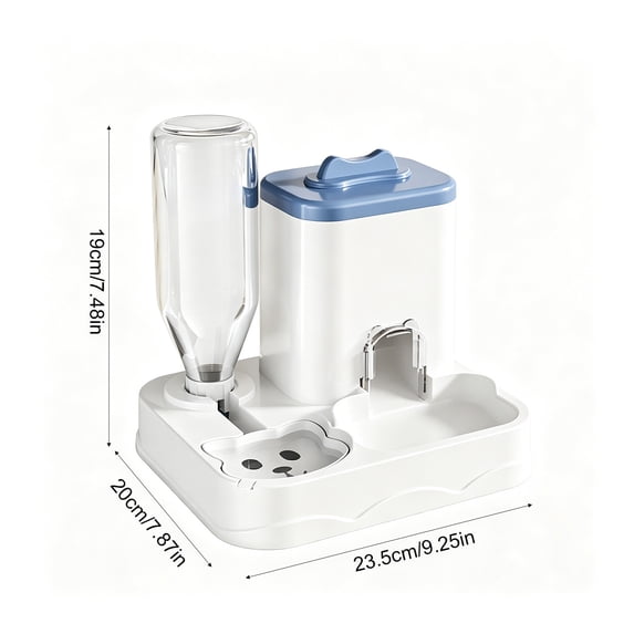 CHJK Automatic Dog Cat Feeder and Water Dispenser Combo, 1.2L Large Capacity Pet Food and Water Station with Integrated Bowl for Multiple Pets (Blue)