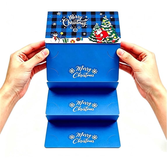 CHJK Christmas Cash Gift Envelopes with 6 Slots, Christmas Money Holders for Cash, Surprise Xmas Money Holder with Christmas Gift Card for Family and Friend, Blue 2