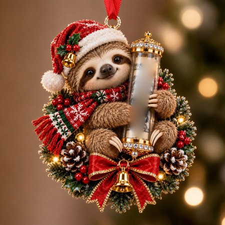 CHJK Christmas Cash Gift Ornament, Adorable Sloth Xmas Money Holder for Cashs Gift, Suitable for Tree Hanging Holiday Present Giving