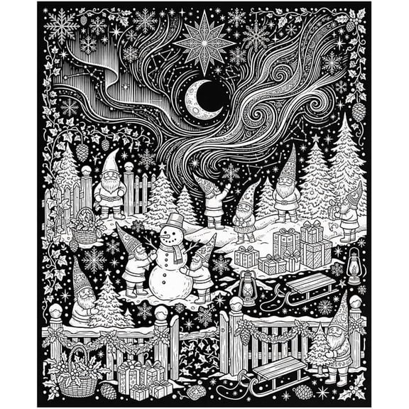 CHJK Christmas DIY Coloring Blanket Kit, Velvet Throw Blanket with 24 Markers, Washable Craft Mat for Home Decor