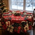 thumbnail image 1 of CHJK Christmas Round Tablecloth, 60 Inch Festive Xmas Black Cat and Gift Table Cover, Decorative Round Table Cloth for Holiday Dining Party Home Decoration, 1 of 6
