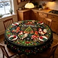 thumbnail image 1 of CHJK Christmas Round Tablecloth, 60 Inch Festive Xmas Rooster Table Cover, Decorative Round Table Cloth for Holiday Dining Party Home Decoration, 1 of 6